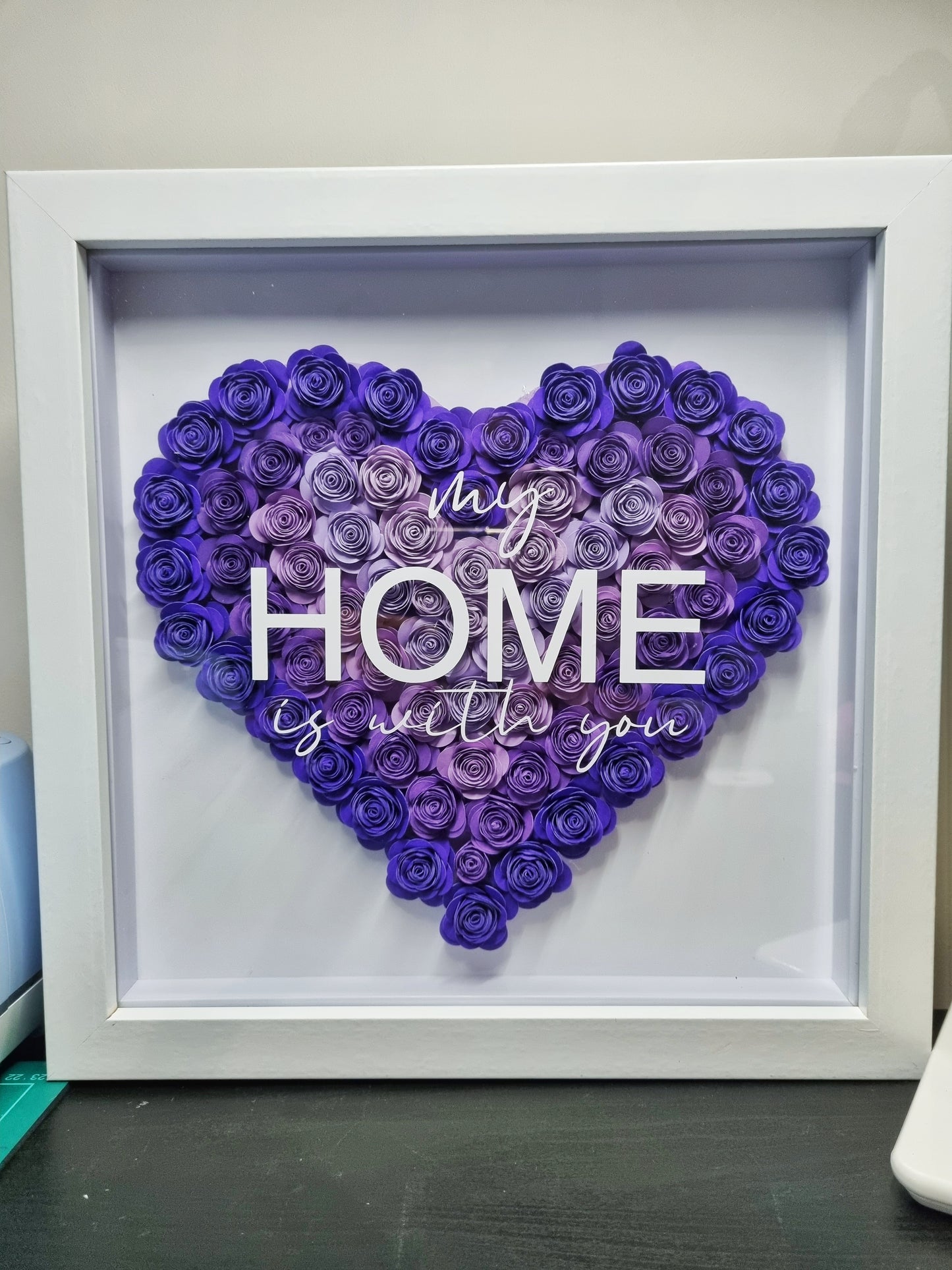 Custom Handmade Flower Shadow Box – Heart Design (30x30cm)