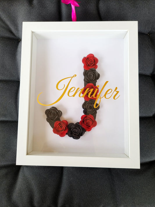 Personalized Initial Flower Shadow Frame (30x30cm)