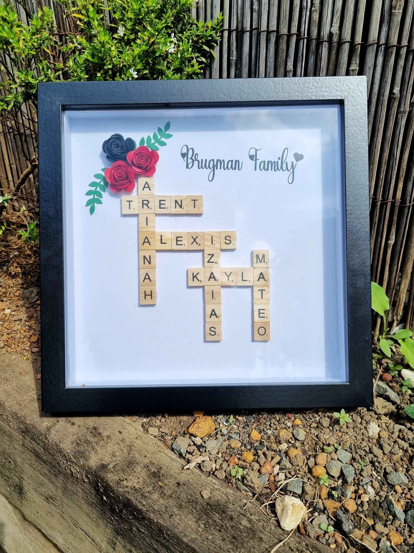 Custom Scrabble Name Frame – 30x30cm Personalized Family or Couple Gift