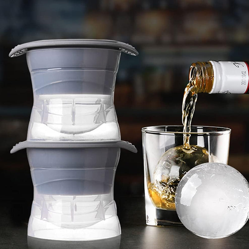 Pack of 2 Sphere Shape Ice Molds Quick Release Ice Ball Maker for Cocktail - The Grand Bazaar of Australia