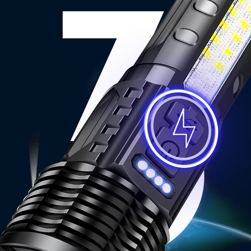 30W 14LED Tactical Flashlight White Laser Torch Lamp USB Charging - The Grand Bazaar of Australia