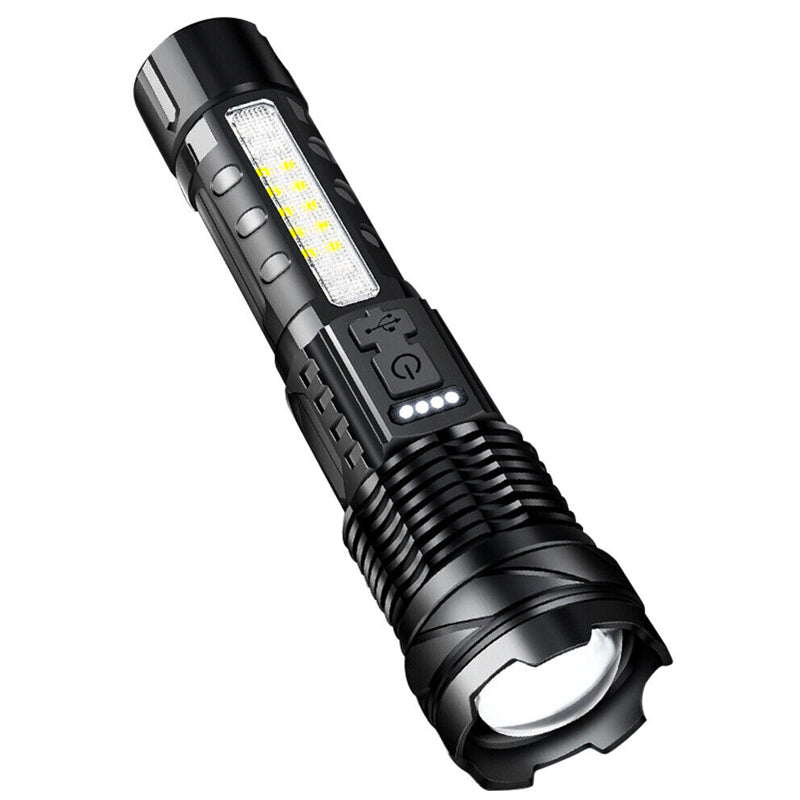 30W 14LED Tactical Flashlight White Laser Torch Lamp USB Charging - The Grand Bazaar of Australia