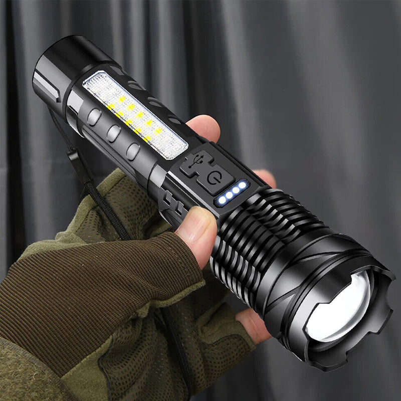 30W 14LED Tactical Flashlight White Laser Torch Lamp USB Charging - The Grand Bazaar of Australia