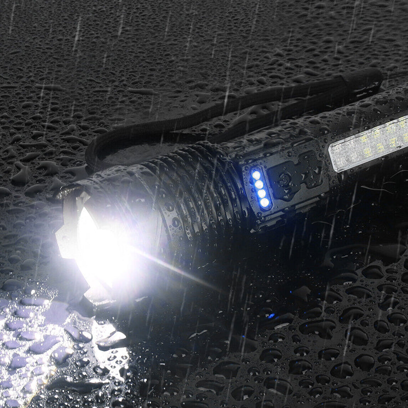 30W 14LED Tactical Flashlight White Laser Torch Lamp USB Charging - The Grand Bazaar of Australia