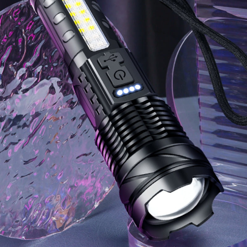30W 14LED Tactical Flashlight White Laser Torch Lamp USB Charging - The Grand Bazaar of Australia