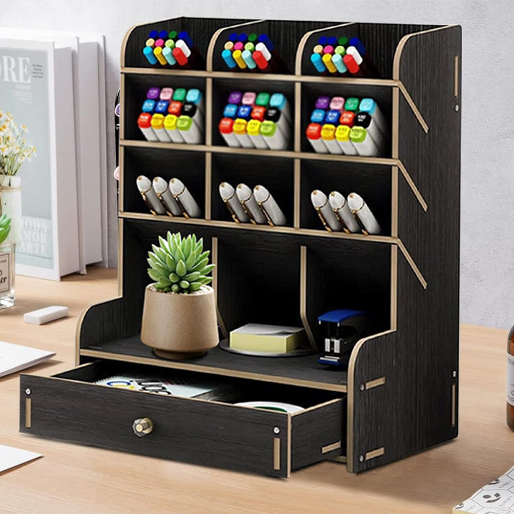 Wooden Desk Organizer Student Stationery Storage Box - The Grand Bazaar of Australia