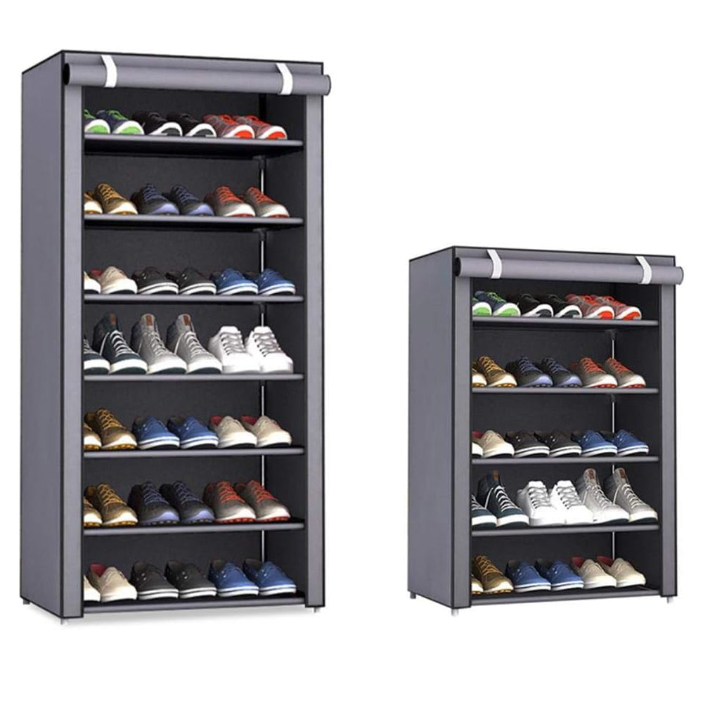Nonwovens Fabric Dustproof Multilayer Shoes Cabinet Organizer in Black and Grey - The Grand Bazaar of Australia