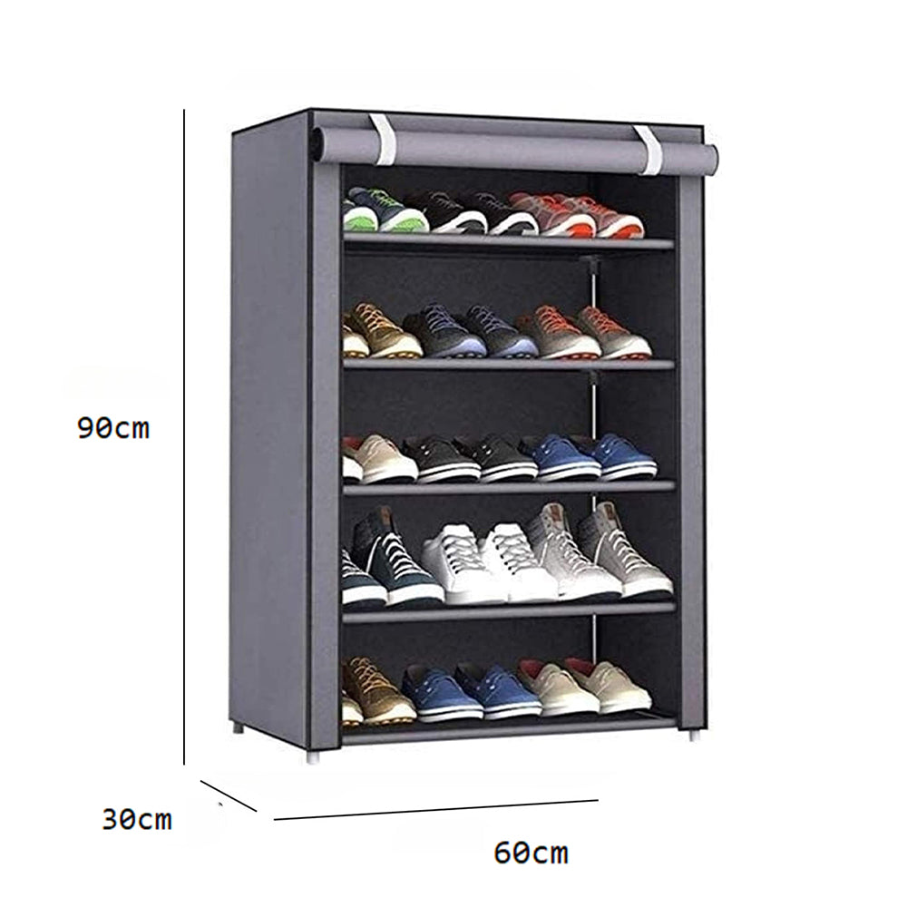 Nonwovens Fabric Dustproof Multilayer Shoes Cabinet Organizer in Black and Grey - The Grand Bazaar of Australia