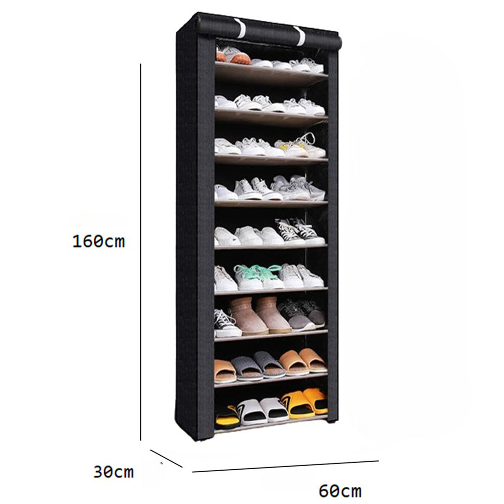 Nonwovens Fabric Dustproof Multilayer Shoes Cabinet Organizer in Black and Grey - The Grand Bazaar of Australia
