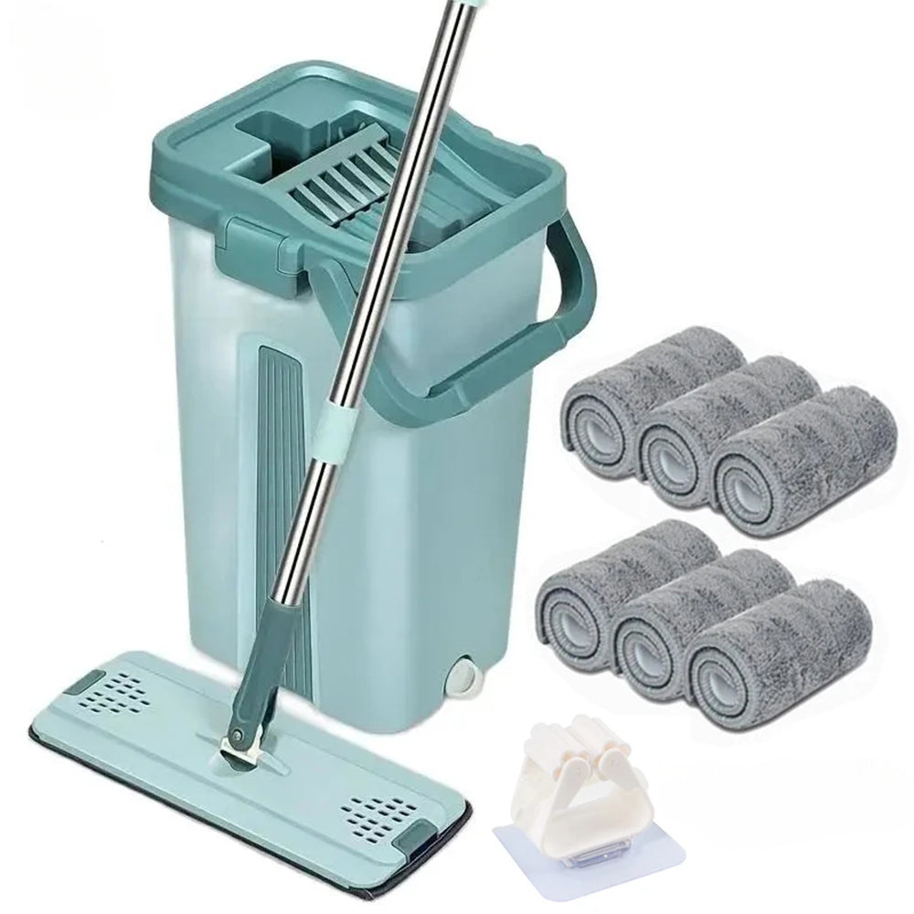 Wet or Dry Usage Hands-Free Mopping System with Bucket and Microfiber Pads - The Grand Bazaar of Australia