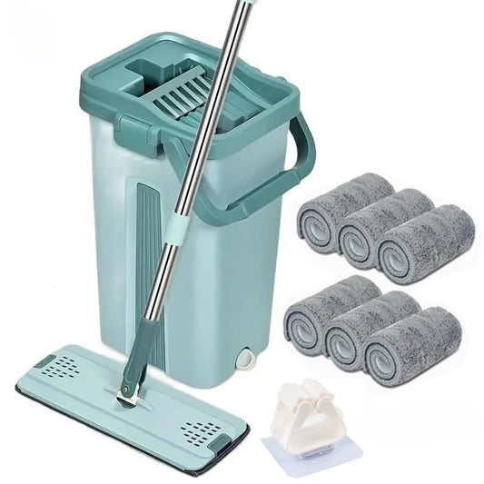 Wet or Dry Usage Hands-Free Mopping System with Bucket and Microfiber Pads - The Grand Bazaar of Australia