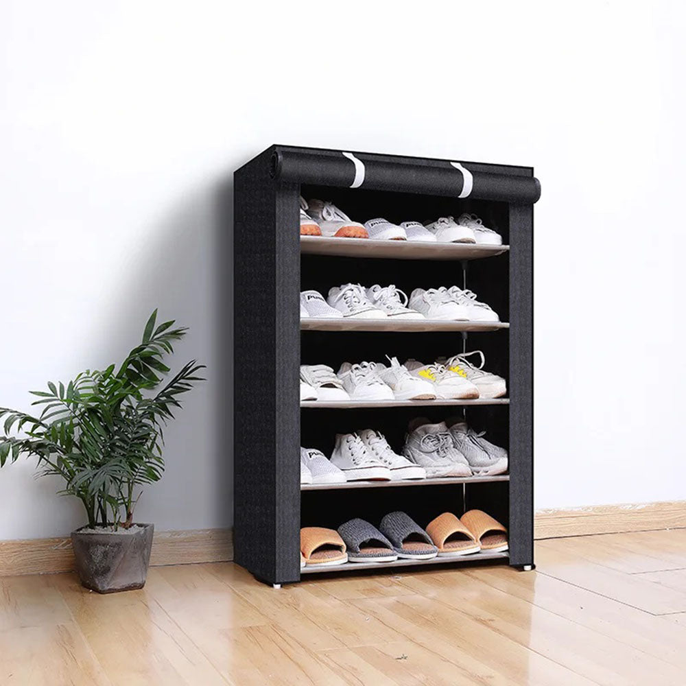 Nonwovens Fabric Dustproof Multilayer Shoes Cabinet Organizer in Black and Grey - The Grand Bazaar of Australia