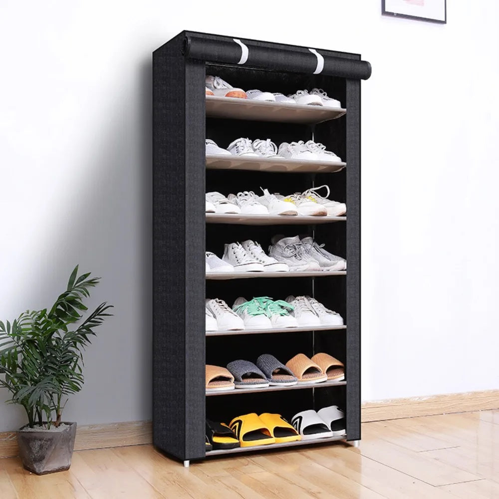 Nonwovens Fabric Dustproof Multilayer Shoes Cabinet Organizer in Black and Grey - The Grand Bazaar of Australia