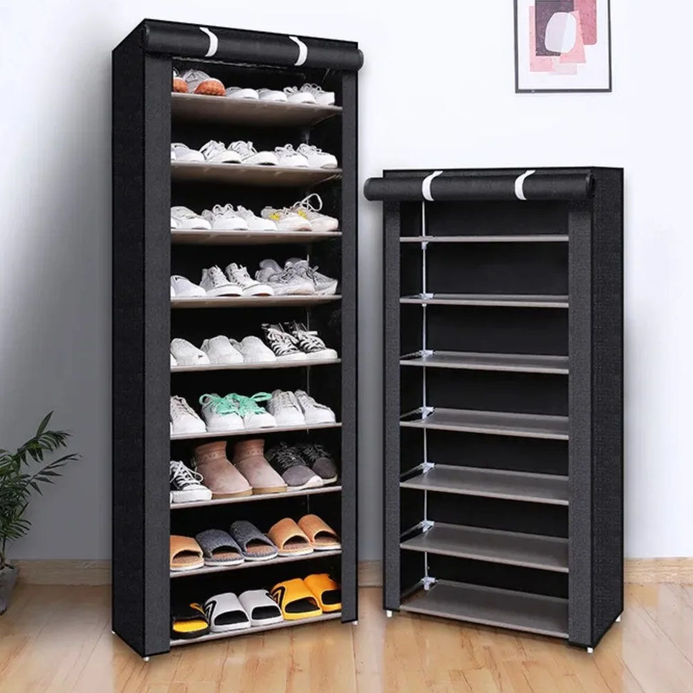 Nonwovens Fabric Dustproof Multilayer Shoes Cabinet Organizer in Black and Grey - The Grand Bazaar of Australia