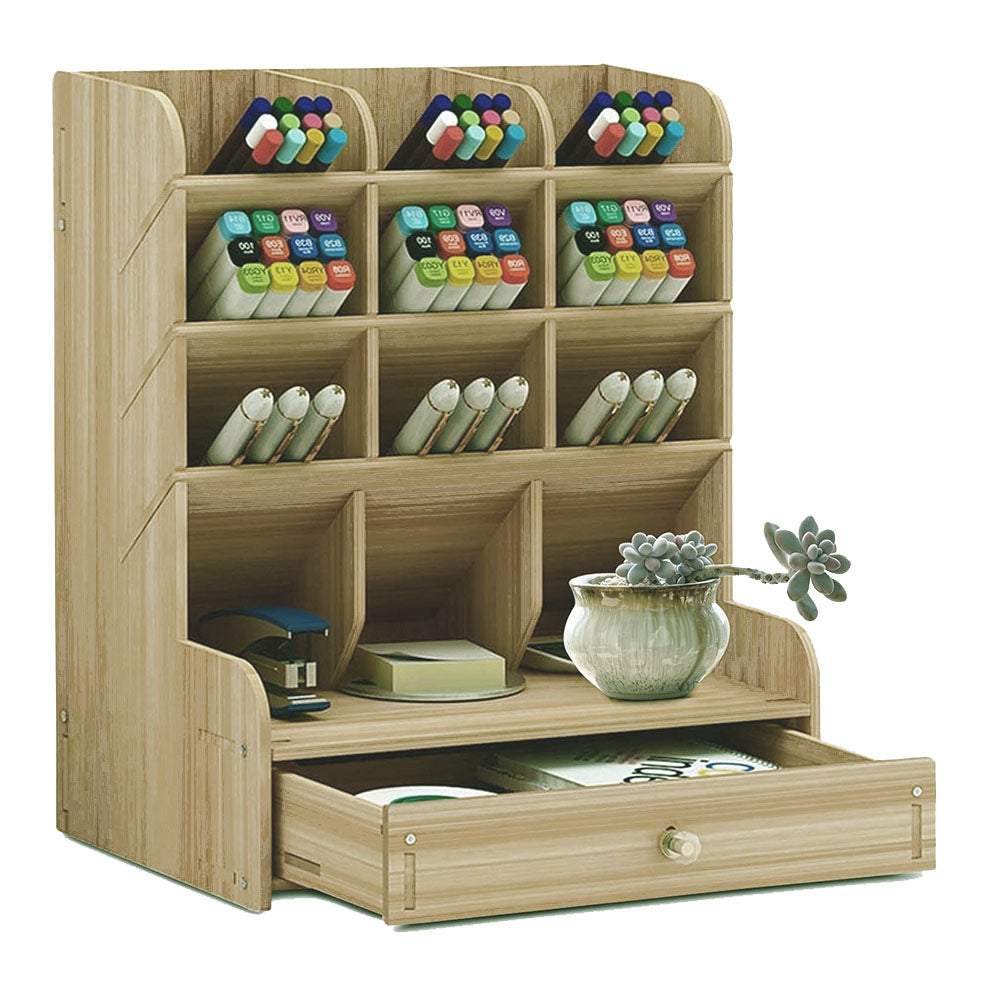 Wooden Desk Organizer Student Stationery Storage Box - The Grand Bazaar of Australia