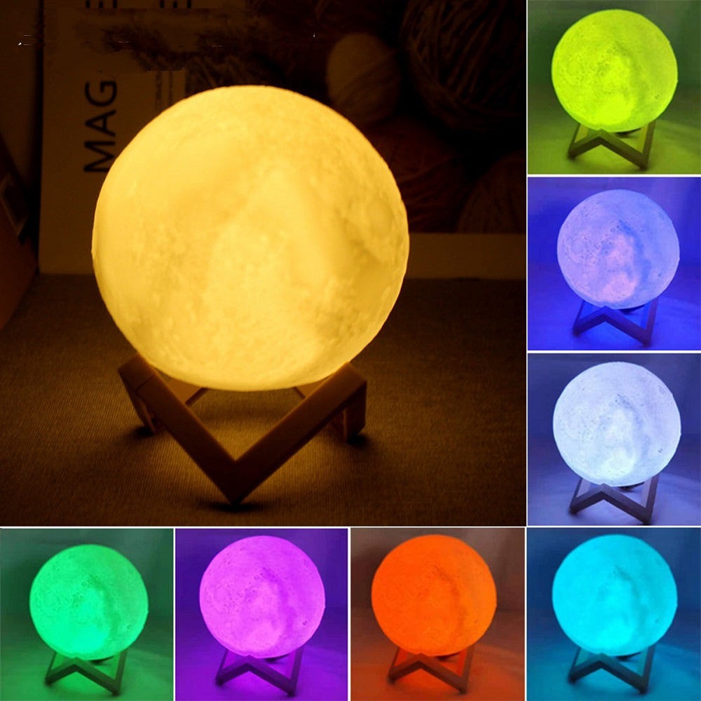 Moon Lamp LED Night Light Battery Powered With Plastic Stand - The Grand Bazaar of Australia