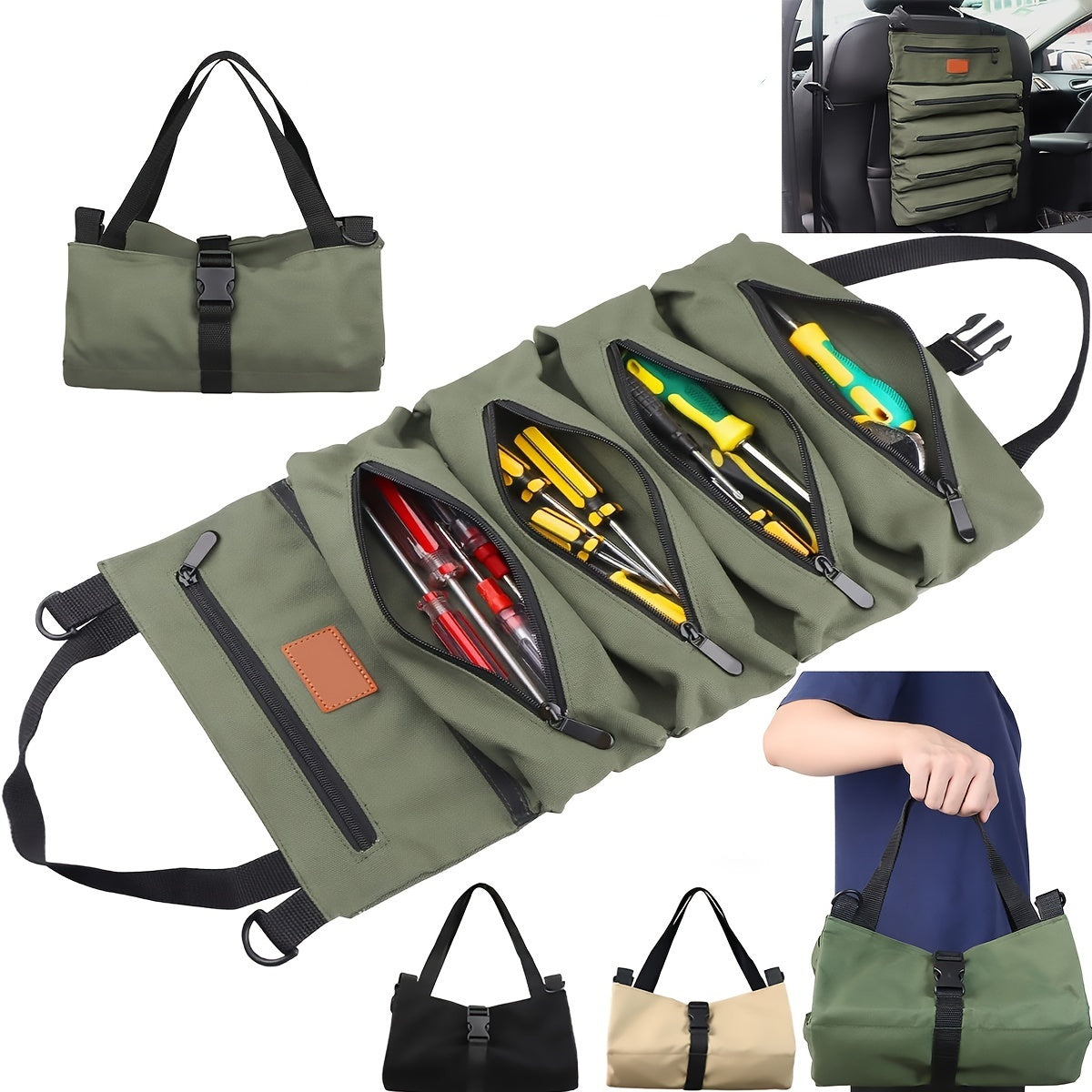 Multi-Purpose Canvas Roll Up Tool Bag - The Grand Bazaar of Australia