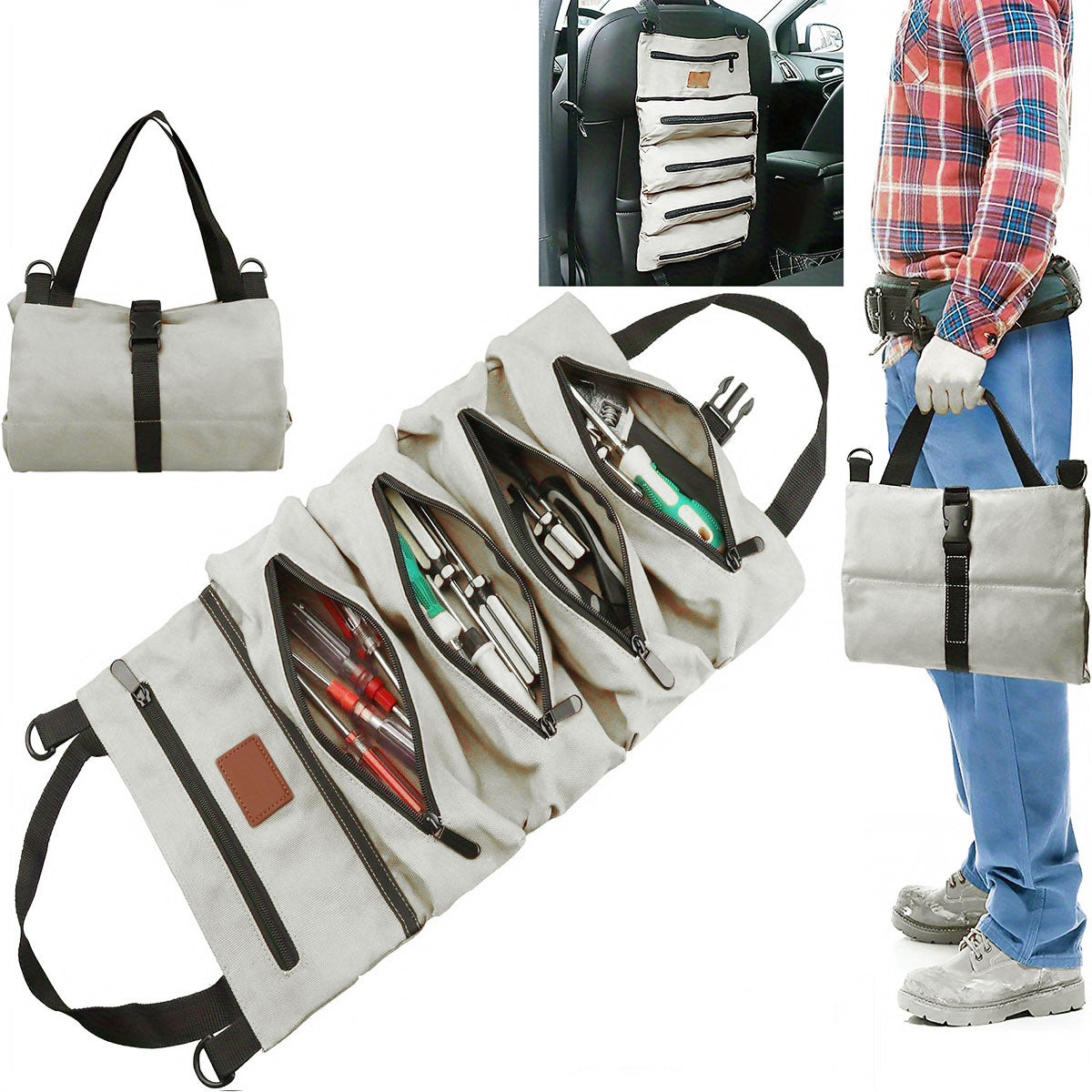 Multi-Purpose Canvas Roll Up Tool Bag - The Grand Bazaar of Australia
