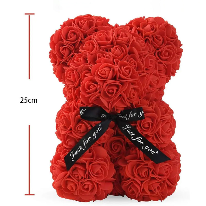 25cm Artificial Flowers Rose Bear Girlfriend Anniversary Gift - The Grand Bazaar of Australia