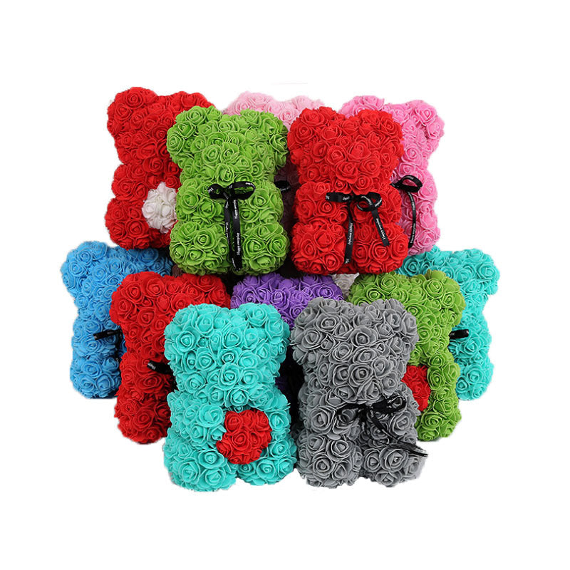 25cm Artificial Flowers Rose Bear Girlfriend Anniversary Gift - The Grand Bazaar of Australia