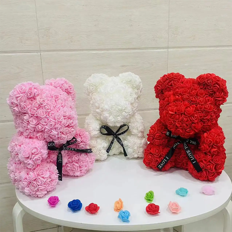 25cm Artificial Flowers Rose Bear Girlfriend Anniversary Gift - The Grand Bazaar of Australia