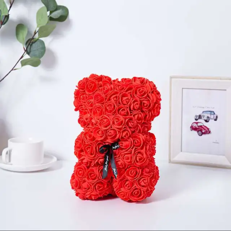 25cm Artificial Flowers Rose Bear Girlfriend Anniversary Gift - The Grand Bazaar of Australia
