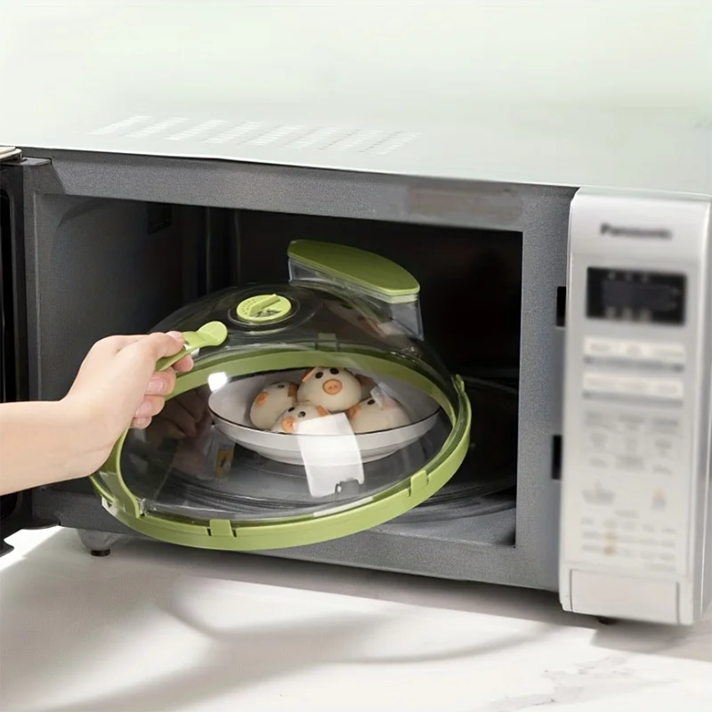10 Inch Clear Microwave Splatter Cover with Water Steamer and Handle - The Grand Bazaar of Australia