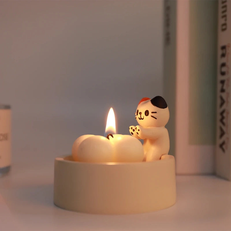 Durable High Tempe Cartoon Cute Kitten Candlestick Aromatherapy Candle Holder - The Grand Bazaar of Australia