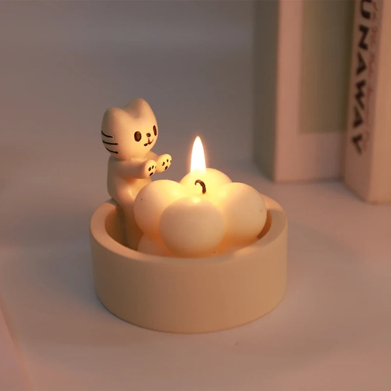 Durable High Tempe Cartoon Cute Kitten Candlestick Aromatherapy Candle Holder - The Grand Bazaar of Australia