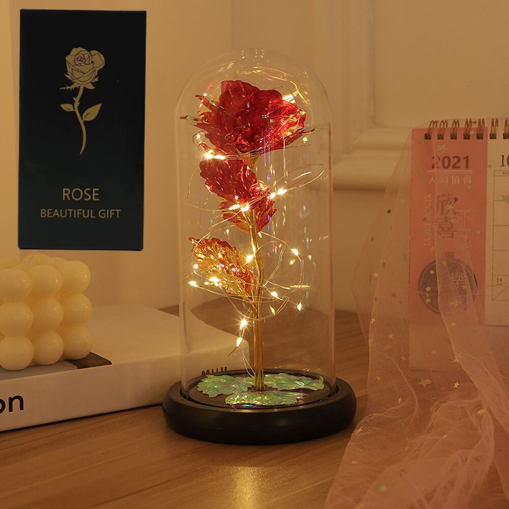LED Enchanted Galaxy Rose with Fairy Lights in Dome - The Grand Bazaar of Australia