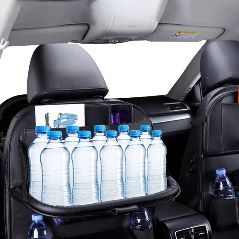PU Leather Foldable Car Seat Organizer with Table Tray and Pockets - The Grand Bazaar of Australia