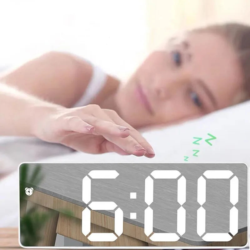 Acrylic/Mirror Voice Control Snooze Electronic LED Digital Alarm Clock - Powered By Battery - The Grand Bazaar of Australia
