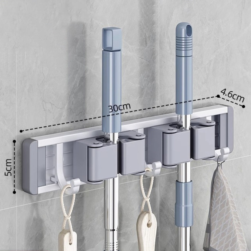 Wall Mounted Strong Broom Mop Holder Self Hooks Organizers - The Grand Bazaar of Australia