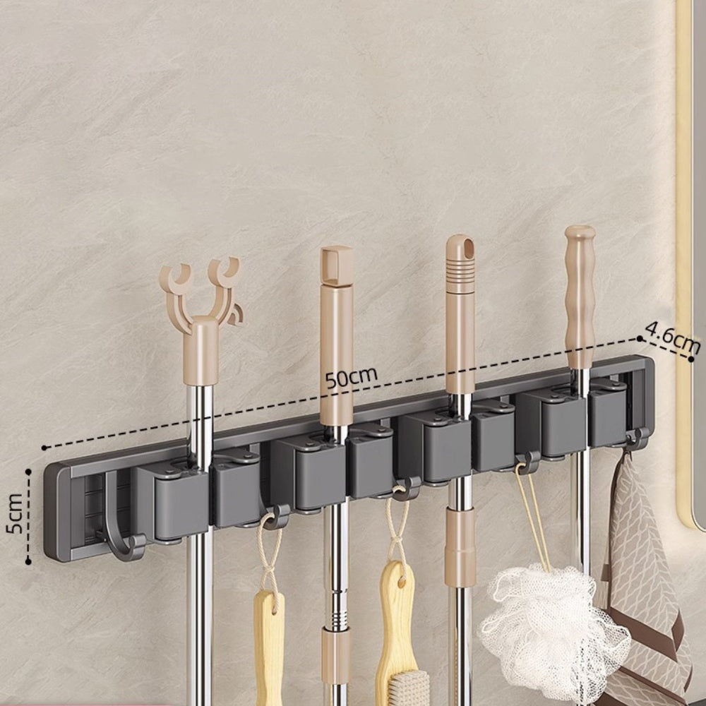 Wall Mounted Strong Broom Mop Holder Self Hooks Organizers - The Grand Bazaar of Australia