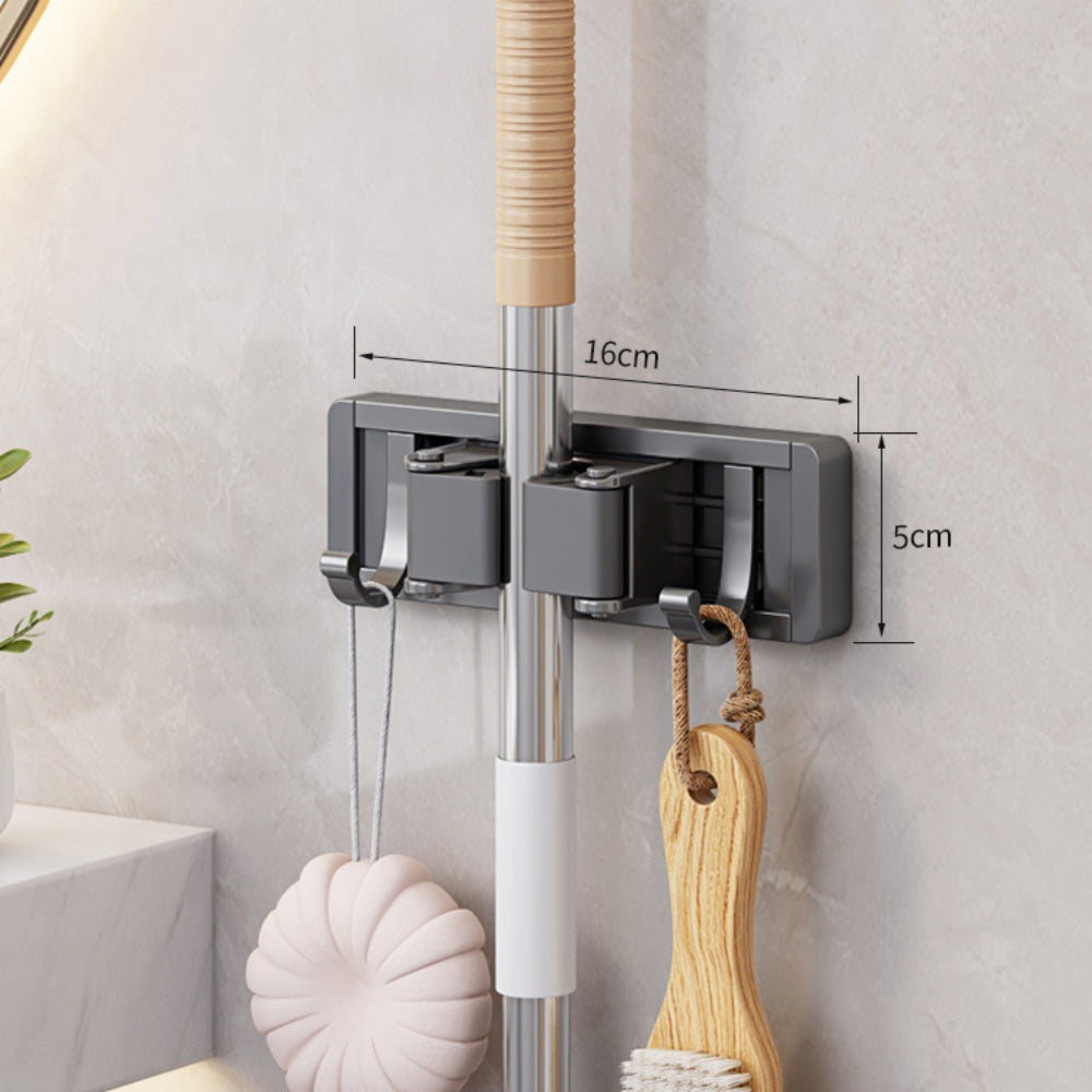 Wall Mounted Strong Broom Mop Holder Self Hooks Organizers - The Grand Bazaar of Australia