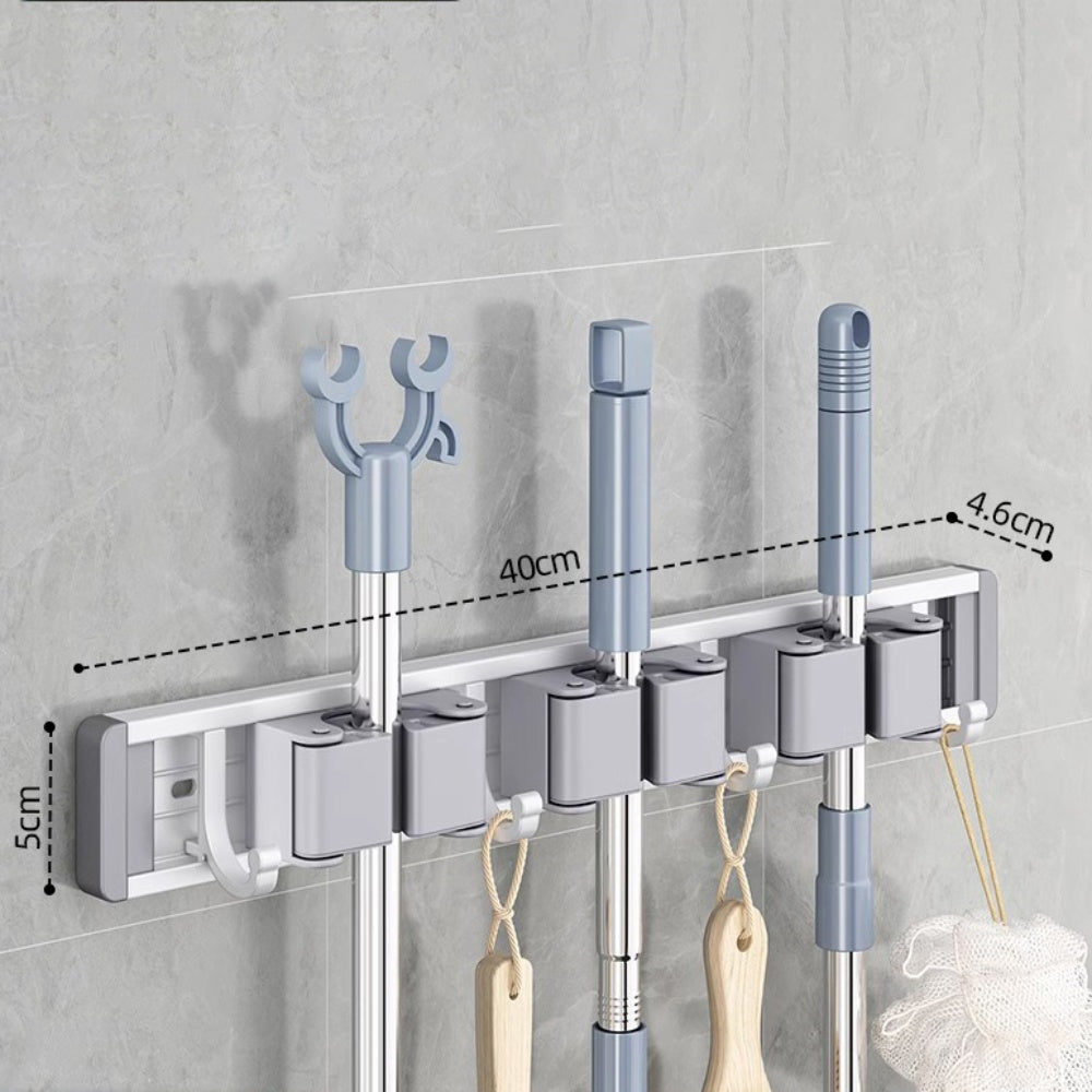 Wall Mounted Strong Broom Mop Holder Self Hooks Organizers - The Grand Bazaar of Australia
