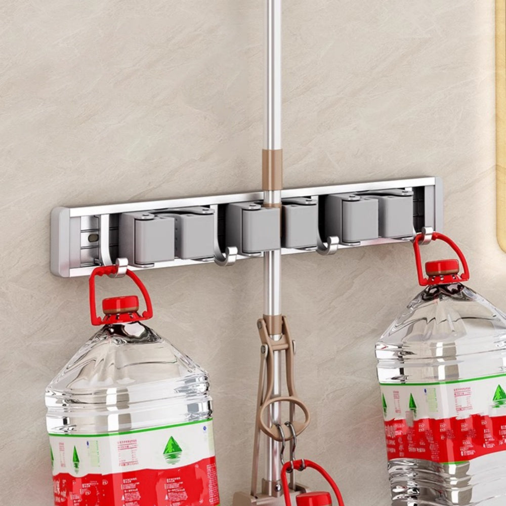 Wall Mounted Strong Broom Mop Holder Self Hooks Organizers - The Grand Bazaar of Australia