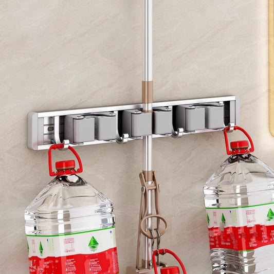 Wall Mounted Strong Broom Mop Holder Self Hooks Organizers - The Grand Bazaar of Australia