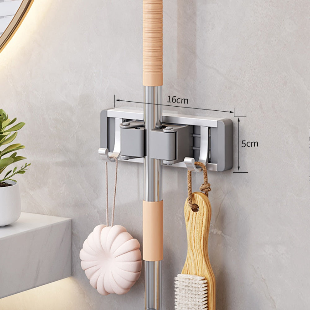 Wall Mounted Strong Broom Mop Holder Self Hooks Organizers - The Grand Bazaar of Australia