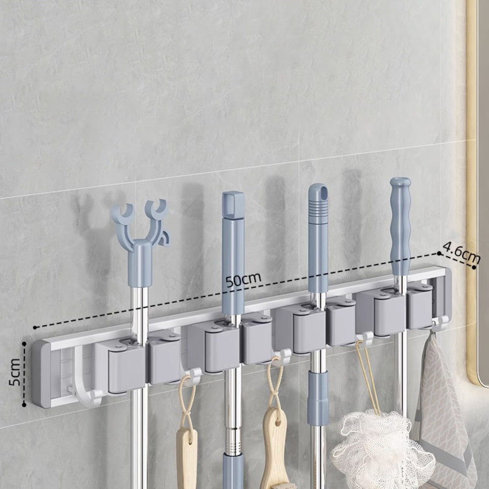 Wall Mounted Strong Broom Mop Holder Self Hooks Organizers - The Grand Bazaar of Australia