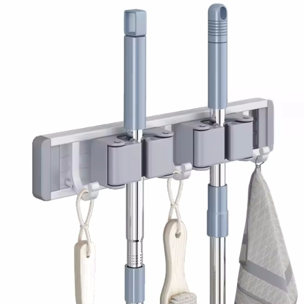 Wall Mounted Strong Broom Mop Holder Self Hooks Organizers - The Grand Bazaar of Australia