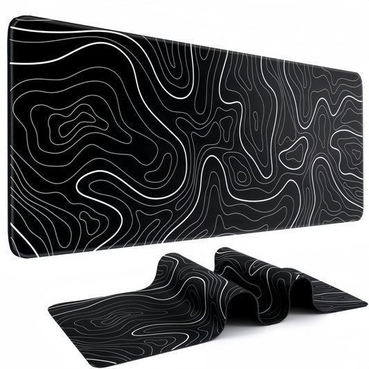 Anti-Slip Topographic Black and White Mouse Pad for Keyboard - 30x80cm - The Grand Bazaar of Australia