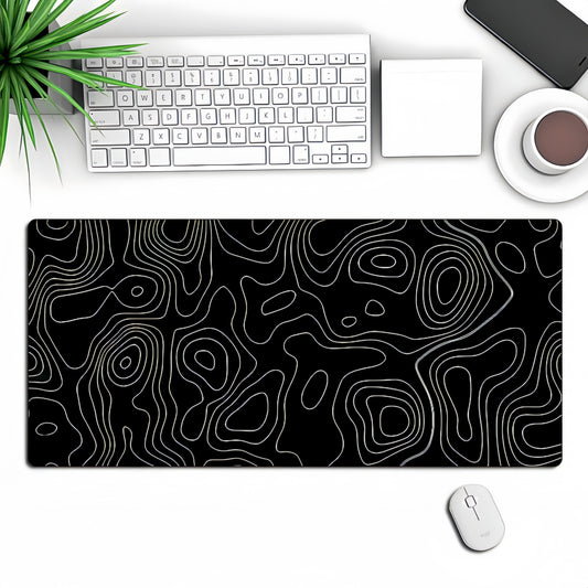Anti-Slip Topographic Black and White Mouse Pad for Keyboard - 30x80cm - The Grand Bazaar of Australia