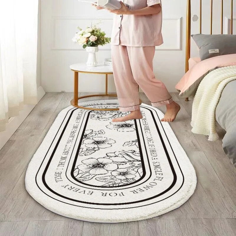 Imitation Cashmere Oval Bed Front Mat Light Luxury Ins Style Carpet - The Grand Bazaar of Australia