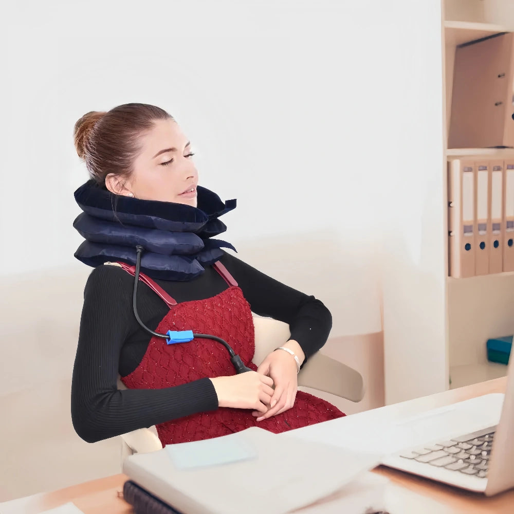 3 Layers Neck Corrector Air Inflatable Cervical Vertebra Traction Soft Brace Pillow - The Grand Bazaar of Australia