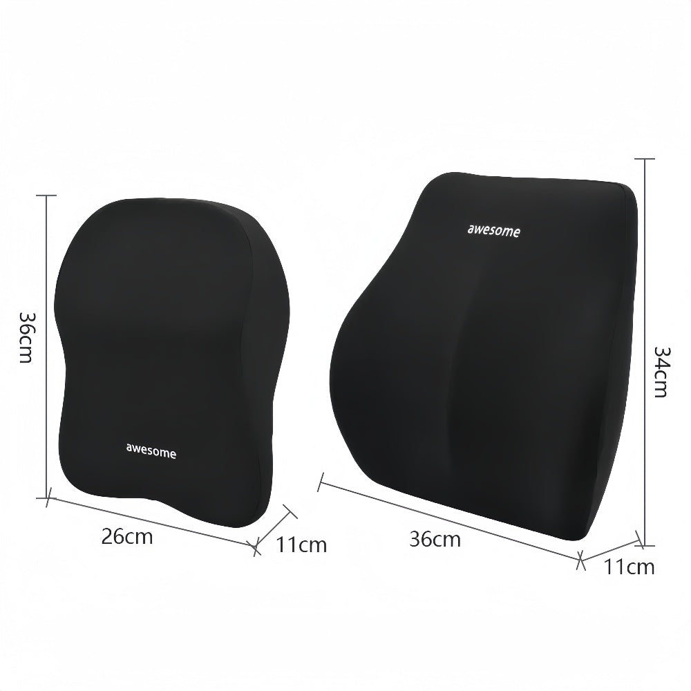 Car Lumbar Back Support Memory Foam Soft Headrest Neck Pillow Cushion - The Grand Bazaar of Australia