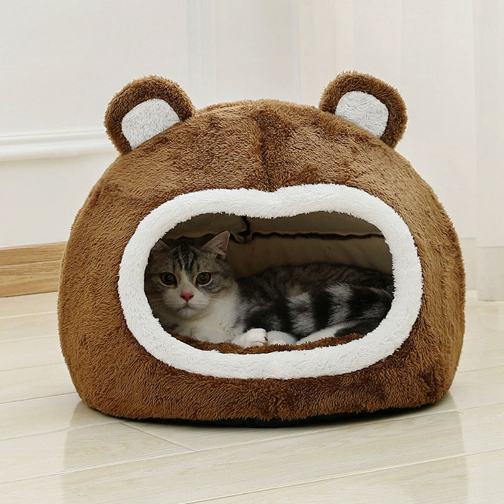 Funny Cat Bed Warm Pet House Soft Long Plush Kitten Tent Cave - The Grand Bazaar of Australia