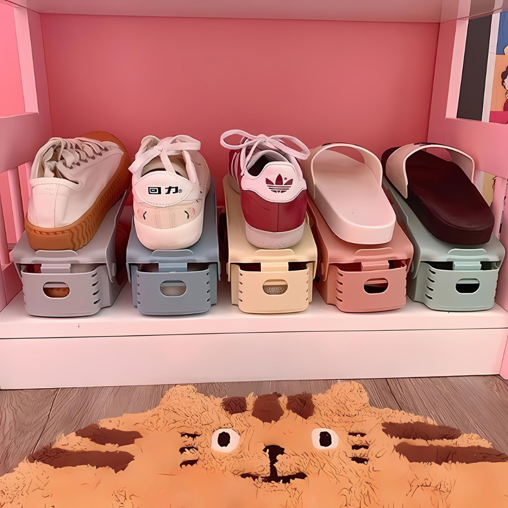 7 Pcs Double-Layer Integrated Adjustable Plastic Shoe Rack - The Grand Bazaar of Australia