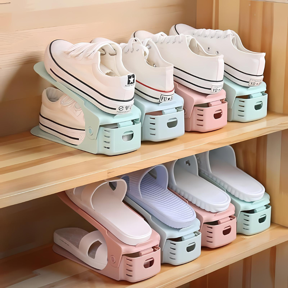 7 Pcs Double-Layer Integrated Adjustable Plastic Shoe Rack - The Grand Bazaar of Australia