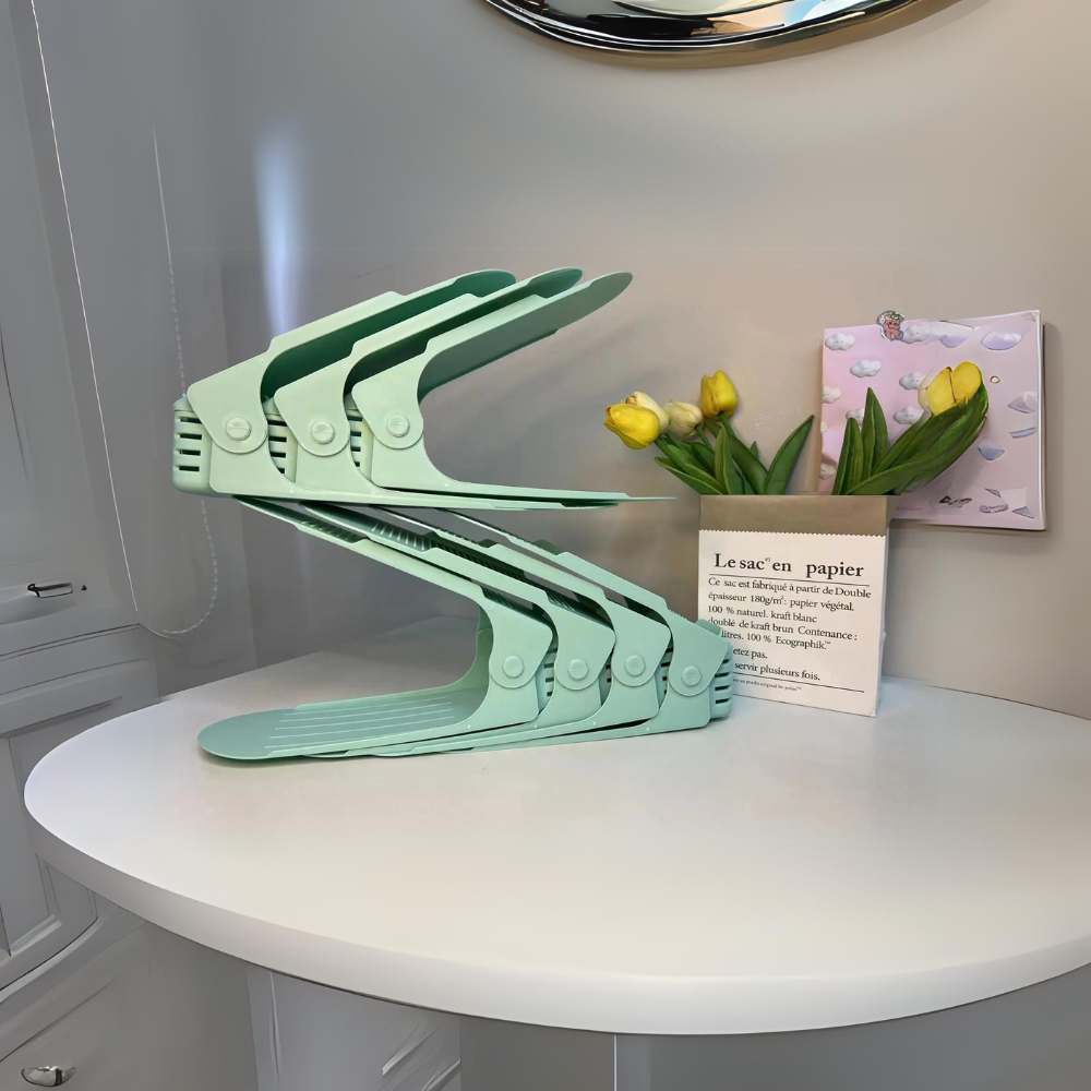 7 Pcs Double-Layer Integrated Adjustable Plastic Shoe Rack - The Grand Bazaar of Australia